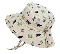 JAN & JUL Cappello da sole in cotone traspirante per bambini, 50 UPF, regolabile per crescere, rimanere in posizione, unisex, Campo Orso, 5-12 anni