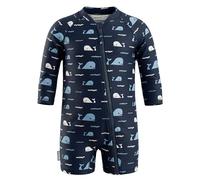 Jan & Jul Rashguard monoblocco per bambini con protezione UV per ragazzi e ragazze, Storie di balena navale, 6-12 Mesi