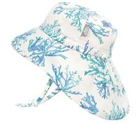 JAN & JUL Summer Adventure Cappelli da sole a tesa larga 50+ UPF ad asciugatura rapida per bambini, Corallo blu., 2/5 anni