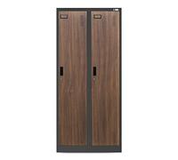 Armadietto spogliatoio Armadio metallico 2 Scompartimenti Parete divisoria Fessure di ventilazione Rivestimento in polvere 180 cm x 80 cm x 50 cm (Antracite-Aspetto Legno)