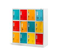 Jan Nowak Armadietto spogliatoio Armadio metallico con 12 Scomparti Fessure di ventilazione Rivestimento in polvere 120 cm x 110 cm x 45 cm (Multicolore)