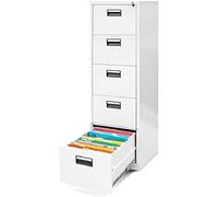 Jan Nowak Armadio da Ufficio Armadietto per Archivio Schedario Portadocumenti con 5 cassetti in lamiera d'acciaio verniciata a polvere 162 cm x 46 cm x 62 cm (Bianco)