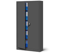 Jan Nowak Armadio da Ufficio C001 Archivio per Officina in Metallo Verniciato a polvere Chiudibile 185 cm x 90 cm x 40 cm (Antracite)