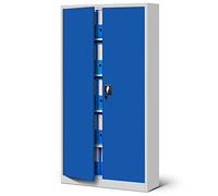 Jan Nowak Armadio da Ufficio C001 Archivio per Officina in Metallo Verniciato a polvere Chiudibile 185 cm x 90 cm x 40 cm (Grigio-Blu)