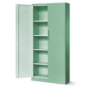 Jan Nowak Armadio da Ufficio C001H XL Archivio per Officina in Metallo Verniciato a polvere Chiudibile 195 cm x 90 cm x 40 cm (Verde pastello)