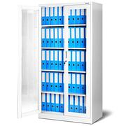 Jan Nowak Armadio da Ufficio C012 Armadietto dei Medicinalicon Vetrina in Vetro in Metallo Verniciato a polvere Chiudibile 185 cm x 90 cm x 40 cm (Bianco)