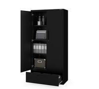 Jan Nowak armadio metallico archivio 185x90x40 cm con cassetto 30 cm ripiani regolabili mobile ufficio in acciaio chiudibile a chiave armadio documenti resistente per archiviazione Nero