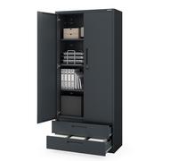 Jan Nowak armadio metallico archivio 195x90x40 cm con doppio cassetto ripiani regolabili mobile ufficio in acciaio chiudibile a chiave armadio documenti professionale per archiviazione Antracite