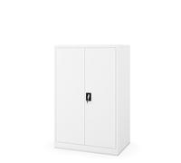 Jan Nowak armadio metallico basso professionale per ufficio armadio documenti in acciaio con serratura e 3 ripiani regolabili per faldoni A4 arredo aziendale compatto 140 x 90 x 60 cm