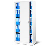 Jan Nowak Armadio per ufficio Archivio con Ante Scorrevoli Metallo 4 Ripiani Verniciatura a Polvere Bloccabile 185 cm x 90 cm x 40 cm (Bianco)