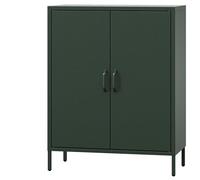 Jan Nowak Credenza Soggiorno in Metallo - VITO | 2 Ripiani Regolabili, Chiusura Magnetica Silenziosa | Mobile Salotto Industriali Moderno, Buffet Scintillante 2 Ante | 80 x 101,5 x 40 cm | Verde Scuro