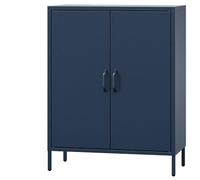 Jan Nowak Credenza Soggiorno in Metallo - VITO | 2 Ripiani Regolabili, Chiusura Magnetica Silenziosa | Mobile Salotto Industriali Moderno, Buffet Scintillante 2 Ante | 80 x 101,5 x 40 cm | Blu Marino
