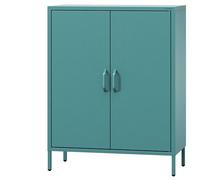 Jan Nowak Credenza Soggiorno in Metallo - VITO | 2 Ripiani Regolabili, Chiusura Magnetica Silenziosa | Mobile Salotto Industriali Moderno, Buffet Scintillante 2 Ante | 80 x 101,5 x 40 cm | Azzurro