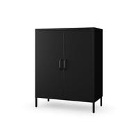 Jan Nowak Credenza Soggiorno in Metallo - VITO | 2 Ripiani Regolabili, Chiusura Magnetica Silenziosa | Mobile Salotto Industriali Moderno, Buffet Scintillante 2 Ante | 80 x 101,5 x 40 cm | Nero