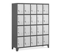 Jan Nowak Domator Armadietto spogliatoio Armadio metallico con 20 Scomparti Fessure di ventilazione Rivestimento in polvere 172 cm x 136 cm x 45 cm (Antracite-Bianco)