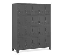 Domator Armadietto spogliatoio Armadio metallico con 20 Scomparti Fessure di ventilazione Rivestimento in polvere 172 cm x 136 cm x 45 cm (Antracite)