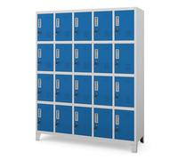 Jan Nowak Domator Armadietto spogliatoio Armadio metallico con 20 Scomparti Fessure di ventilazione Rivestimento in polvere 172 cm x 136 cm x 45 cm (Grigio chiaro-Blu)