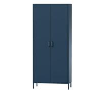 Jan Nowak Flavio Armadio Camera da Letto in Metallo- FLAVIO | Armadio 2 Ante con Ripiani, Asta Appendiabiti, Chiusura Magnetica | Guardaroba Scintillante per Cameretta | 80 x 185 x 45 cm | Blu Marino