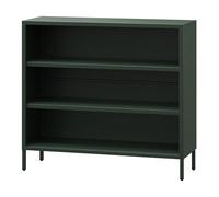 Jan Nowak Libreria da Parete Bassa in Metallo - LUCA | Piccola Libreria da Terra con 2 Ripiani Regolabili in Altezza | Libreria Ufficio, Libreria Scaffale Scintillante | 100 x 90 x 35 cm | Verde Scuro