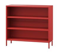 Jan Nowak Luca - Libreria bassa in metallo con 2 ripiani regolabili, stile industriale, per soggiorno, camera da letto, piccolo scaffale, libreria scintillante, 100 x 90 x 35 cm, colore: rosso