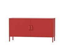 Jan Nowak Mobile TV Soggiorno in Metallo - ROSA | Ripiano Regolabile, Chiusura a Magnete | Mobile Basso Scintillante, Mobiletto TV Moderno 2 Ante, Stile Industriale | 115 x 59,5 x 40 cm | Rosso