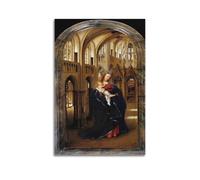 Jan Van Eyck Painter Works (La Madonna nella Chiesa) Stampa artistica da parete su tela, stampa artistica da parete per soggiorno e casa, 30 x 45 cm