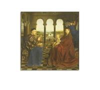 Jan Van Eyck Painter Works (La Vergine del Cancelliere Rolin), poster artistico da parete su tela, decorazione artistica da parete per soggiorno e camera da letto, 60 x 60 cm