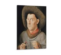 Jan Van Eyck Painter Works - Poster artistico da parete con immagine di uomo con rosa, decorazione artistica da parete per soggiorno e casa, 30 x 45 cm