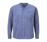 Jan Vanderstorm, camicia da uomo Kallu a maniche lunghe con collo alla coreana, Blu, 6XL