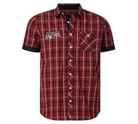 Jan Vanderstorm Emyls - Camicia a maniche corte da uomo, in puro cotone, a quadretti, taglia L-7XL, rosso scuro, 3XL