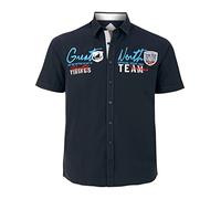 Jan Vanderstorm Freydis - Camicia da uomo a maniche corte con collo a ventaglia, abbottonatura | puro cotone | Grandi taglie L-7xl, Blu scuro, 4XL
