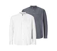 Jan Vanderstorm Heimir - Camicia da uomo a maniche lunghe con colletto alto, in puro cotone, taglie grandi, L-7xl, bianco, 5XL