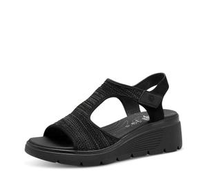 Jana Coshy Sandali da donna piatti con chiusura a strappo Comodi, Nero (Black), 39 EU