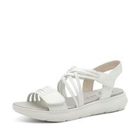 Jana Damen Sandalen Flach mit Klettverschluss Vegan, Sandali Bassi Donna, Bianco/Argento, 39 EU