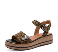 Jana Donna Wedge/Plat Sand Multiadj+sandali vegani con zeppa, leopardo, 41 EU