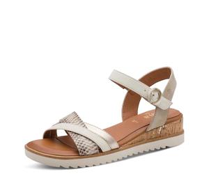 Jana Sandali da donna con zeppa e zeppa, beige oro., 39 EU