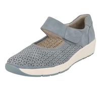 Jana Scarpe Basse da Donna con Chiusura a Strappo Vegane, Blu (Denim), 38 EU