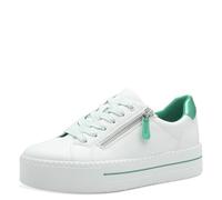 Jana Damen Plateau Sneaker mit Reißverschluss Vegan, Scarpe da Ginnastica Donna, Bianco Verde, 39 EU