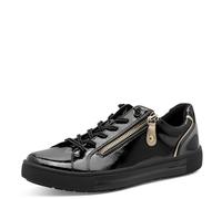 Jana Sneaker da Donna Basse con Cerniera Vegan, Nero (Black Pat/Gold), 38 EU