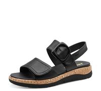 Jana Softline Leather Wedge/Plat Sand 8-28701-46, Sandali Bassi Donna, Nero, 38 EU