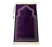 Janamaz, tappeto per preghiera musulmana con perline di preghiera,Sajjadah,morbido tappeto di preghiera islamica con design Mihrab, regali islamici,tappeto per preghiera, tessuto ciniglia, blu navy