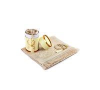 Janamaz, tappeto per preghiera musulmana e perline per preghiera con elegante scatola regalo,Sajjadah,morbido tappeto per preghiera islamica,set regalo islamico,tessuto taffettà, crema
