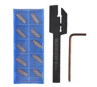 Janasiba 10 pezzi Mgmn200 inserti in metallo duro lame dorate + 1 pezzo Mgehr1010-2 tornitura strumento supporto trapano con chiave