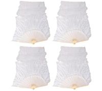 Janasiba 100% seta unisex velo cinese di seta danza fan 4 pezzi fan danza del ventre colore bianco 180X90 cm