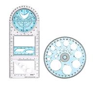 Janasiba 2 pezzi Righello Geometrico Multifunzionale Plastica Cerchio Strumento di Disegno Modelli di Design Strumenti Chiari Grafica