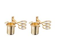 Janasiba 2 supporti per asciugacapelli con tazza, per uso domestico, per asciugacapelli, in metallo, accessori da bagno, colore oro