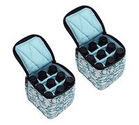 Janasiba 2 x 9 bottiglie di olio per il trasporto di essenziali resistenti agli urti, borsa da viaggio (blu)