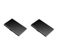 Janasiba 2 x porta biglietti da visita, porta biglietti da visita sottile, porta carte in metallo tascabile, porta carte nome borsa a mano, chiusura stile fibbia, nero, Nero
