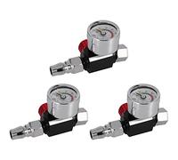 Janasiba 3 pezzi 1/4 Mini Air Regola Strumento Valvola Durevole Piccola Coda Manometro 48X60mm con ugello per Utensili