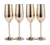 Janasiba 4 Pz/Set Infrangibile In Acciaio Inox Champagne Bicchieri Spazzolato Oro Matrimonio Tostatura Champagne Flauti Bere Tazza Festa Matrimonio Vino